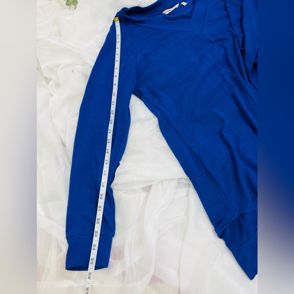 Soft Surroundings Asymmetrical Cobalt Blue Madison Cape Sweater Tunic Size M - Picture 10 of 11
